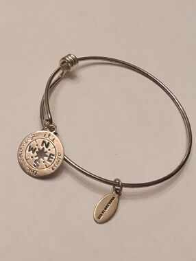 Sterling Silver Compass Charm Bangle Bracelet